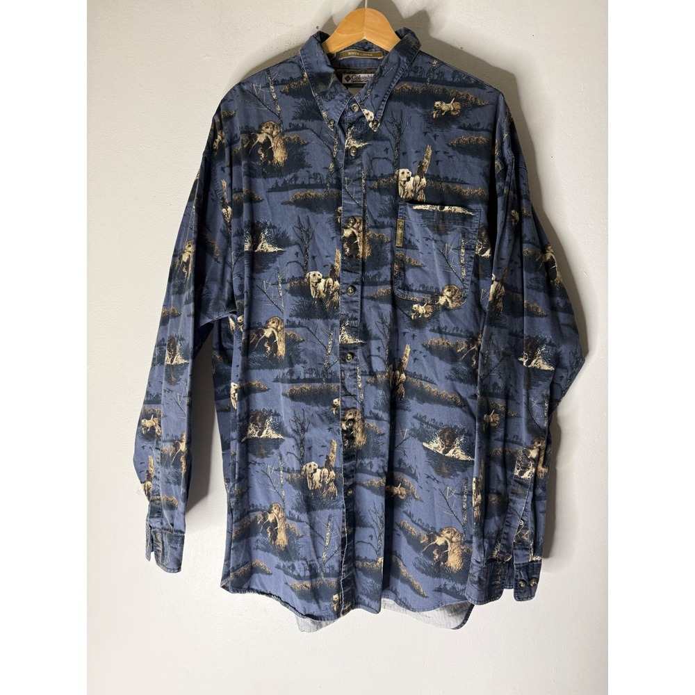 Columbia River Lodge Lab Mens Size XXL Blue Cotton corduroy Hunting Button‎ Down